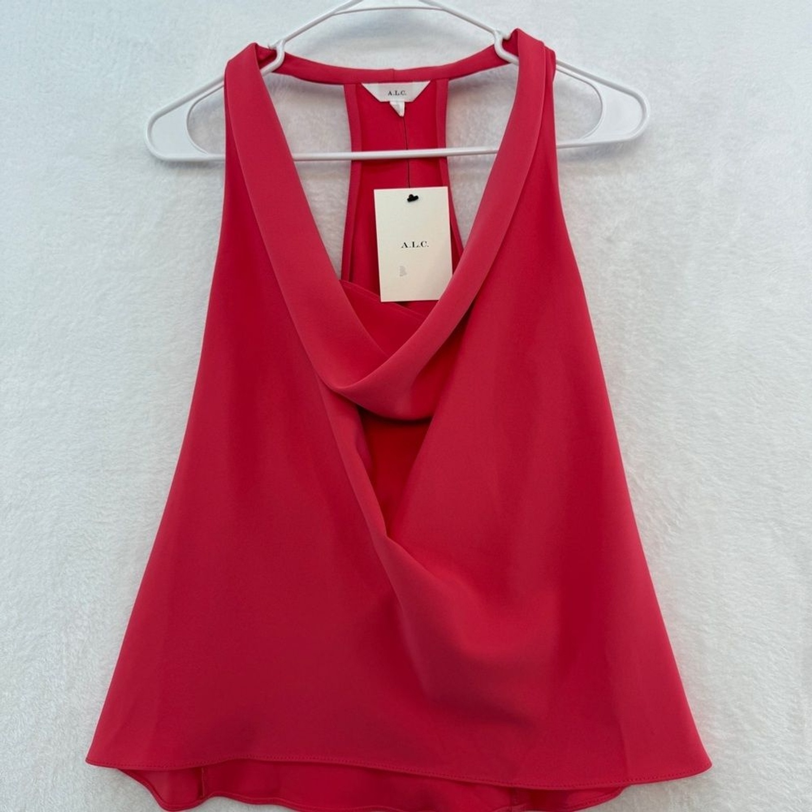 A.L.C. Dixon Sz 2 Cowl Draped Neck Sleeveless Blouse Top Bright Pink Barbie Neon